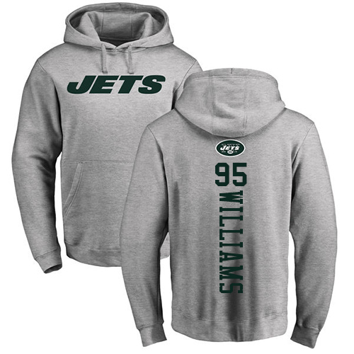 New York Jets Men Ash Quinnen Williams Backer NFL Football #95 Pullover Hoodie Sweatshirts->nfl t-shirts->Sports Accessory